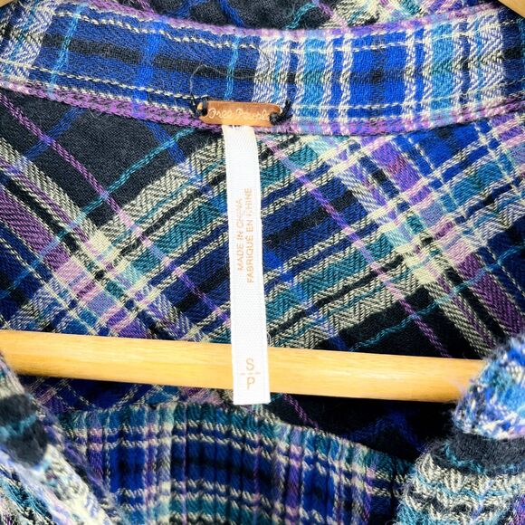 Free People Juniper Ridge Button Down Plaid Tunic Shirt, Size Small, Grunge - Picture 15 of 16